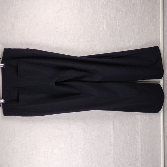 Calvin Klein Black Mid Rise Flat Front Button Zipper Flare Leg Trouser Pant - Picture 8 of 12